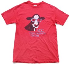 画像2: 80s USA製 Hanes VCC Four Seasons Cycling 牛 イラスト コットンTシャツ 赤 フェード XL (2)