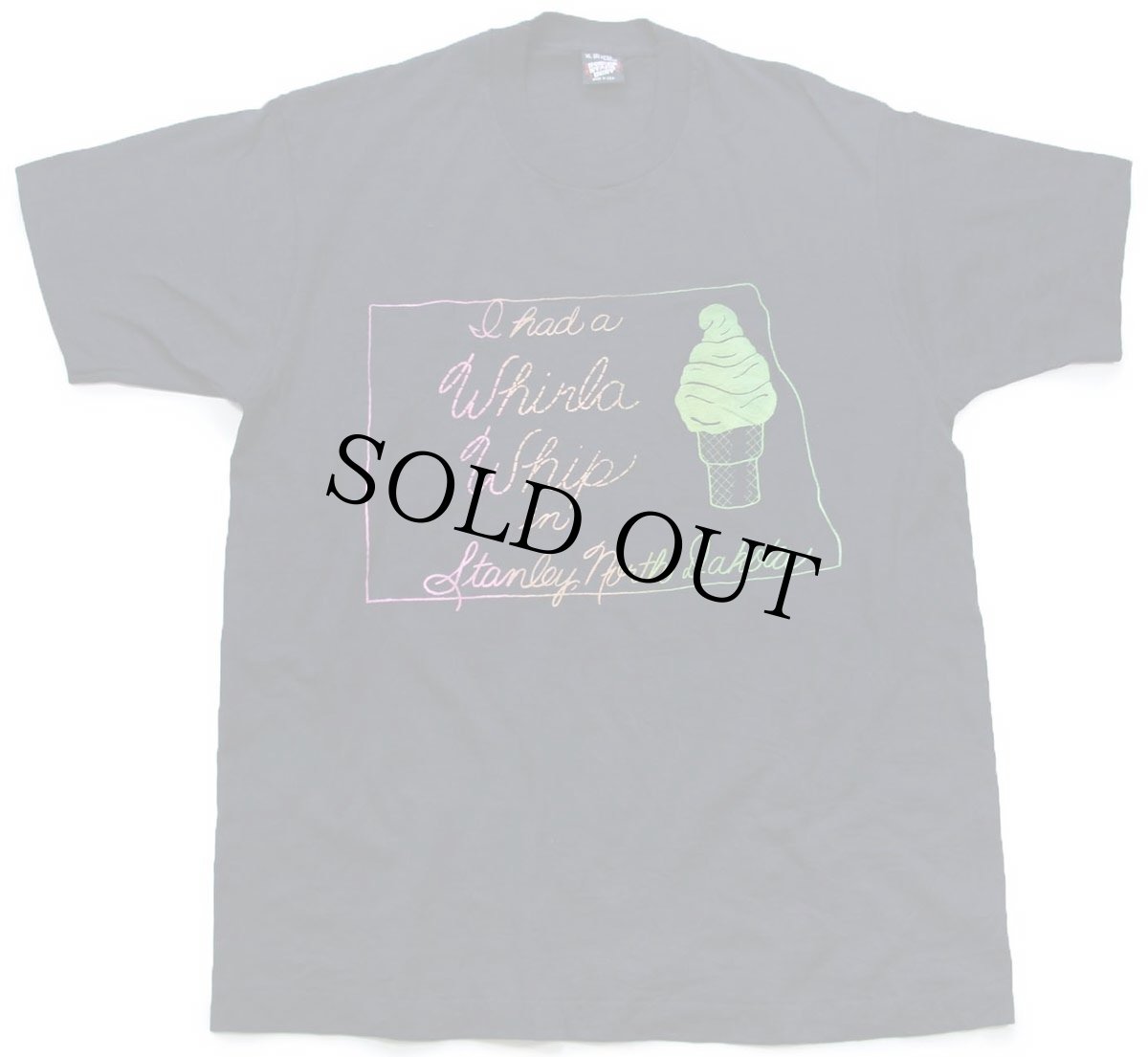 画像2: 90s USA製 I had a Whirl Whip in Stanley North Dakota ソフトクリーム 蛍光プリント Tシャツ 黒 XL (2)