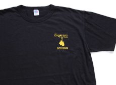 画像1: 80s USA製 RUSSELLラッセル THE cageteen center BOXING Tシャツ 黒 XL (1)