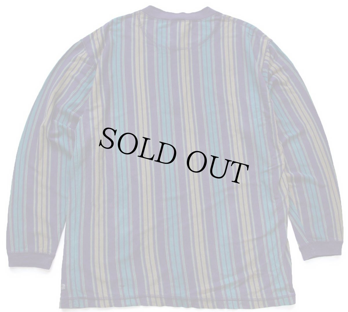 画像2: 90s Levi'sリーバイス ランダムストライプ ヘンリーネック コットン 長袖Tシャツ L (2)