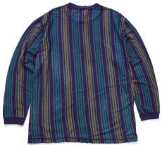 画像2: 90s Levi'sリーバイス ランダムストライプ ヘンリーネック コットン 長袖Tシャツ L (2)