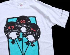 画像1: 90s USA製 BA-LOONY SHORE ACRES RESORT アート 染み込みプリント コットンTシャツ 白 L (1)