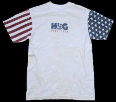 画像3: 90s USA製 HOG HARLEY OWNERS GROUP 15周年 ハーレー ダビッドソン 星条旗柄 切り替え ダメージ コットンTシャツ 生成り M (3)