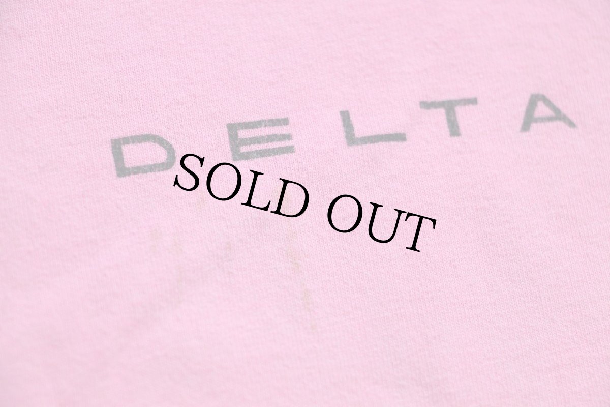 画像5: 90s USA製 DELTA AIR LINES ロゴ ピグメントダイ コットンTシャツ ピンク M (5)
