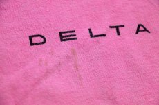 画像5: 90s USA製 DELTA AIR LINES ロゴ ピグメントダイ コットンTシャツ ピンク M (5)