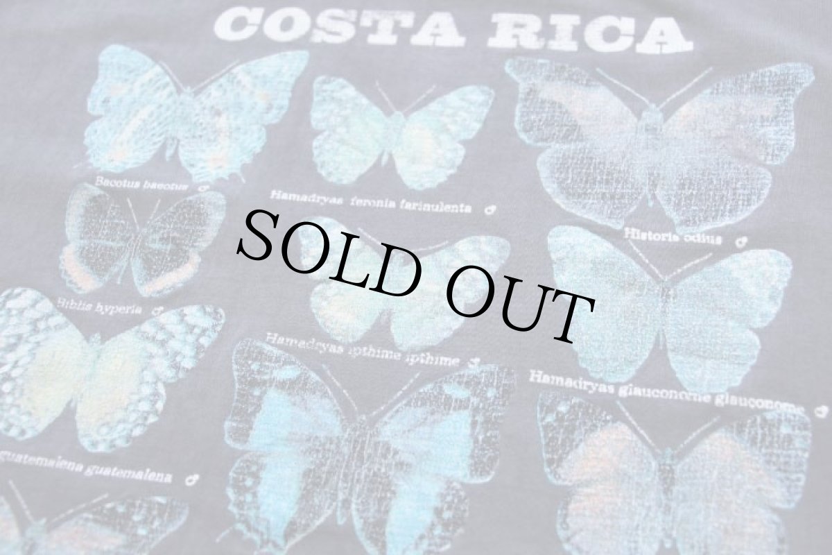 画像4: 90s COSTA RICA バタフライ コットンTシャツ 黒 フェード (4)