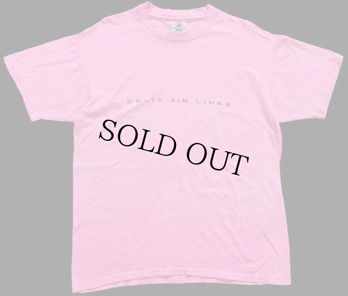 画像2: 90s USA製 DELTA AIR LINES ロゴ ピグメントダイ コットンTシャツ ピンク M (2)