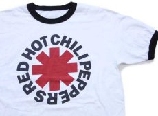 画像1: RED HOT CHILI PEPPERS レッドホットチリペッパーズ コットン バンド リンガーTシャツ 白×黒 L (1)