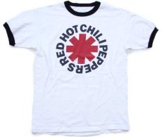 画像2: RED HOT CHILI PEPPERS レッドホットチリペッパーズ コットン バンド リンガーTシャツ 白×黒 L (2)
