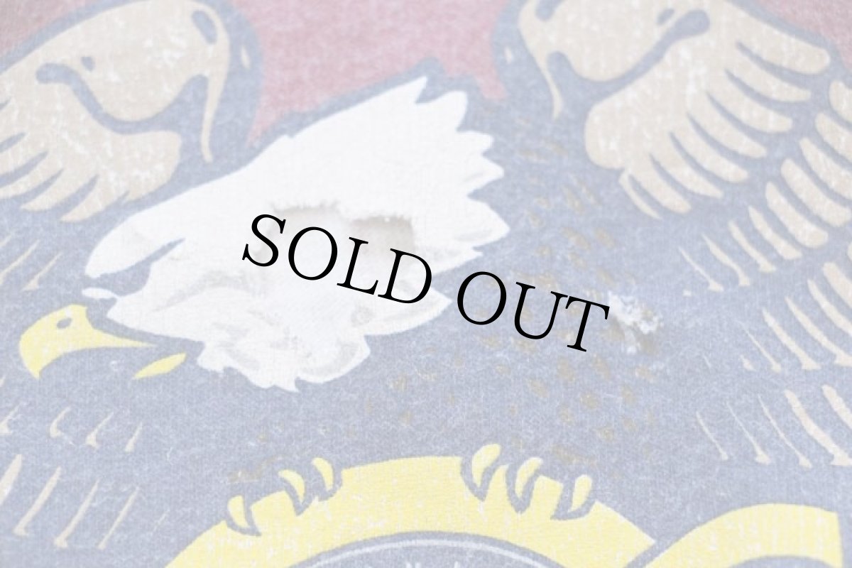 画像6: 90s USA製 HOG HARLEY OWNERS GROUP 15周年 ハーレー ダビッドソン 星条旗柄 切り替え ダメージ コットンTシャツ 生成り M (6)