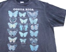 画像1: 90s COSTA RICA バタフライ コットンTシャツ 黒 フェード (1)