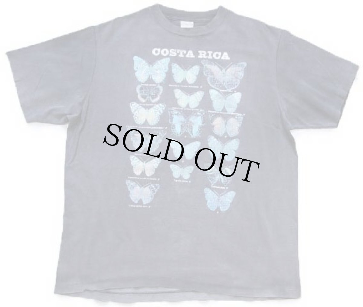 画像2: 90s COSTA RICA バタフライ コットンTシャツ 黒 フェード (2)