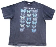 画像2: 90s COSTA RICA バタフライ コットンTシャツ 黒 フェード (2)
