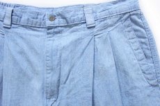 画像3: 90s USA製 DOCKERSドッカーズ ツータック コットン シャンブレー ショートパンツ w38★B Levi'sリーバイス ショーツ (3)
