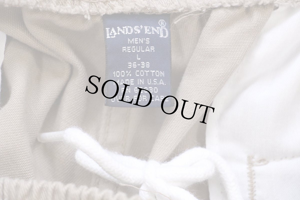 画像5: 90s USA製 LANDS'ENDランズエンド コットン ショートパンツ カーキ L★ショーツ (5)