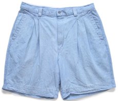 画像1: 90s USA製 DOCKERSドッカーズ ツータック コットン シャンブレー ショートパンツ w38★B Levi'sリーバイス ショーツ (1)