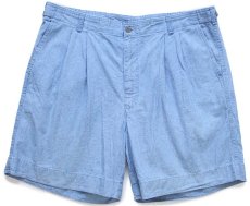 画像1: 90s USA製 DOCKERSドッカーズ ツータック コットン シャンブレー ショートパンツ w38★C Levi'sリーバイス ショーツ (1)