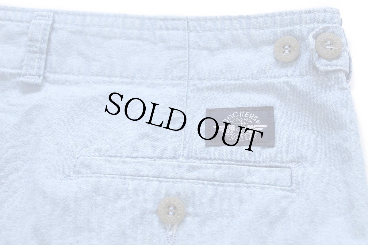 画像6: 90s USA製 DOCKERSドッカーズ ツータック コットン シャンブレー ショートパンツ w38★C Levi'sリーバイス ショーツ (6)