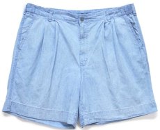 画像1: 90s USA製 DOCKERSドッカーズ ツータック コットン シャンブレー ショートパンツ w38★D Levi'sリーバイス ショーツ (1)