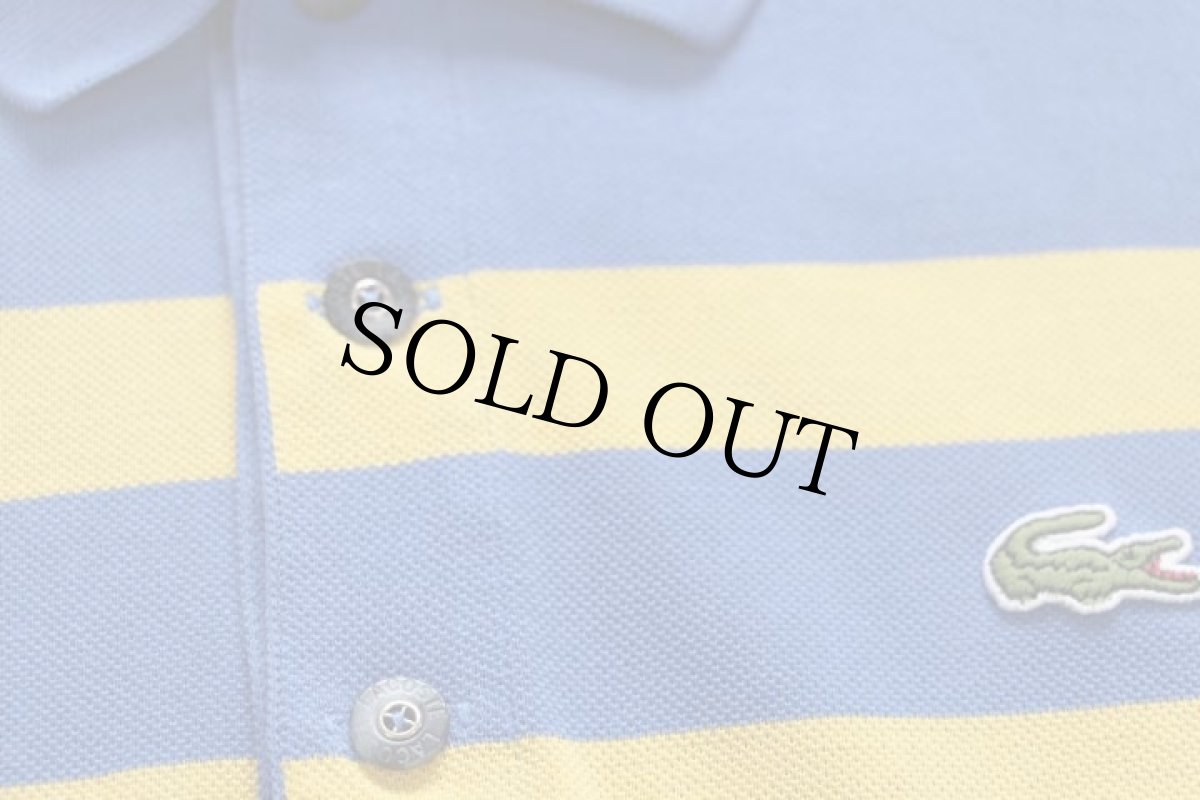 画像5: 80s フランス製 LACOSTE ラコステ マルチボーダー コットン 鹿の子 ポロシャツ 青 6 (5)