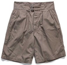 画像1: 00s イタリア軍 ツータック コットンツイル グルカショーツ ショートパンツ グレーブラウン 1★B (1)