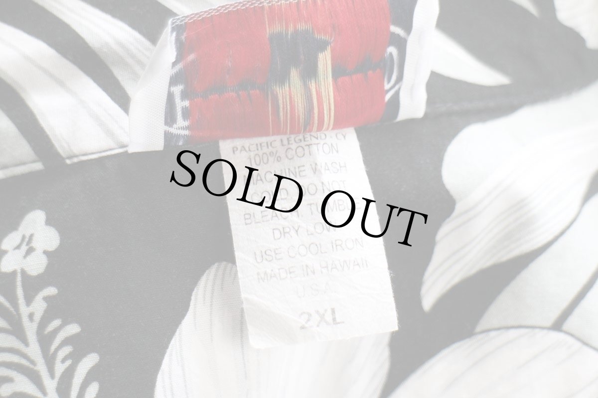 画像5: ハワイ製 PACIFIC LEGEND ハイビスカス柄 オープンカラー コットン アロハシャツ 2XL★特大 (5)