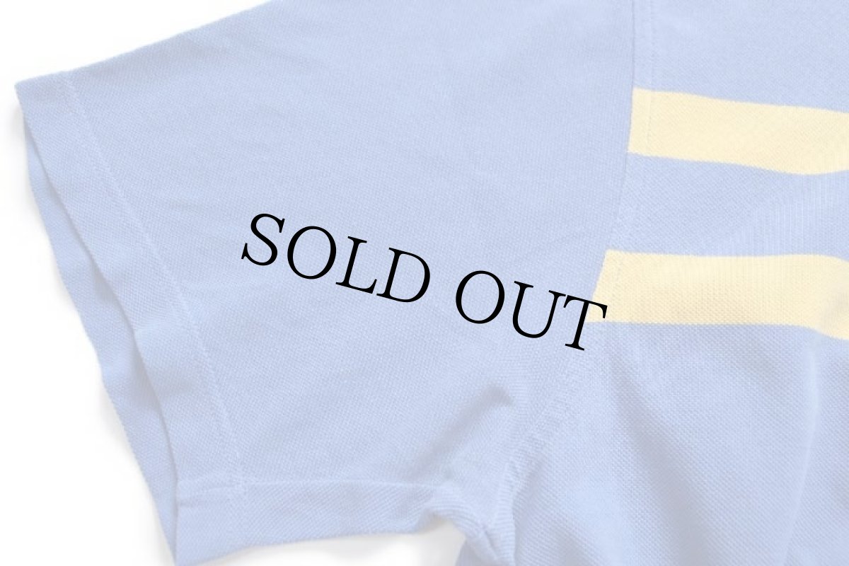 画像6: 80s フランス製 LACOSTE ラコステ マルチボーダー コットン 鹿の子 ポロシャツ 青 6 (6)