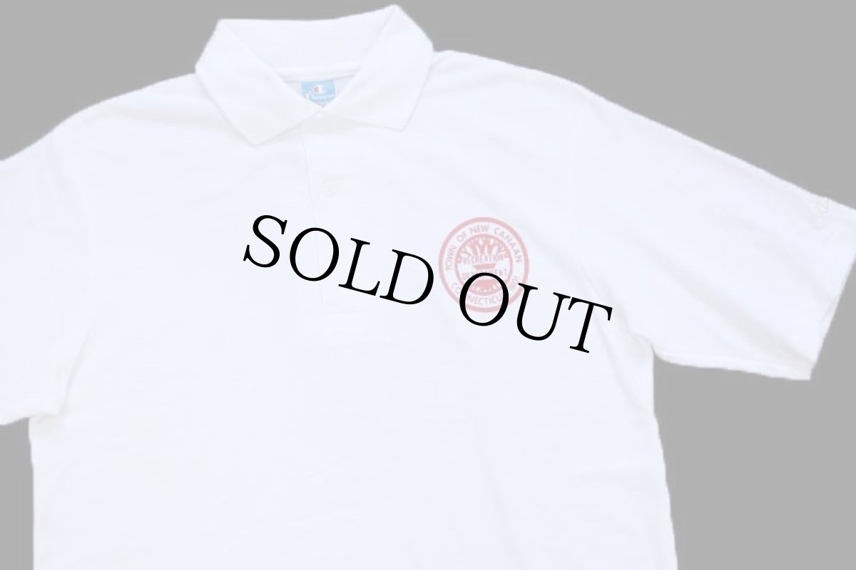 画像3: 90s Championチャンピオン TOWN OF NEW CANAAN CONNECTICUT 1801 鹿の子 ポロシャツ 白 L (3)