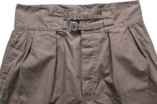 画像3: 00s イタリア軍 ツータック コットンツイル グルカショーツ ショートパンツ グレーブラウン 1★B (3)