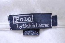 画像4: 90s USA製 ポロ ラルフローレン ワンポイント Sports Illustrated 刺繍 コットン ポロシャツ 白 L (4)