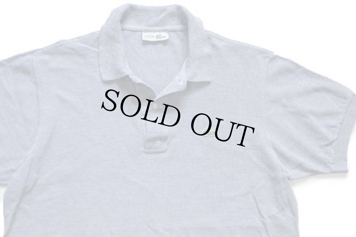 画像3: 70s フランス製 CHEMISE LACOSTE ラコステ ワンポイント コットン 鹿の子 ポロシャツ 杢ブルーグレー 4★245 (3)