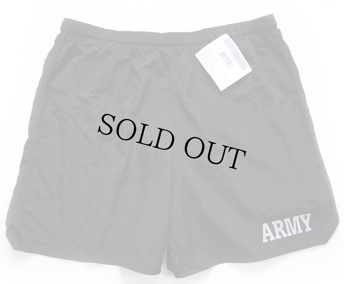画像1: デッドストック★00s 米軍 U.S.ARMY ロゴ PFU トレーニング ナイロン ショートパンツ 黒 XXL★特大 ショーツ (1)