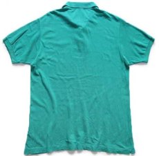画像2: 80s フランス製 CHEMISE LACOSTE ラコステ ワンポイント コットン 鹿の子 ポロシャツ エメラルドグリーン 5★247 (2)