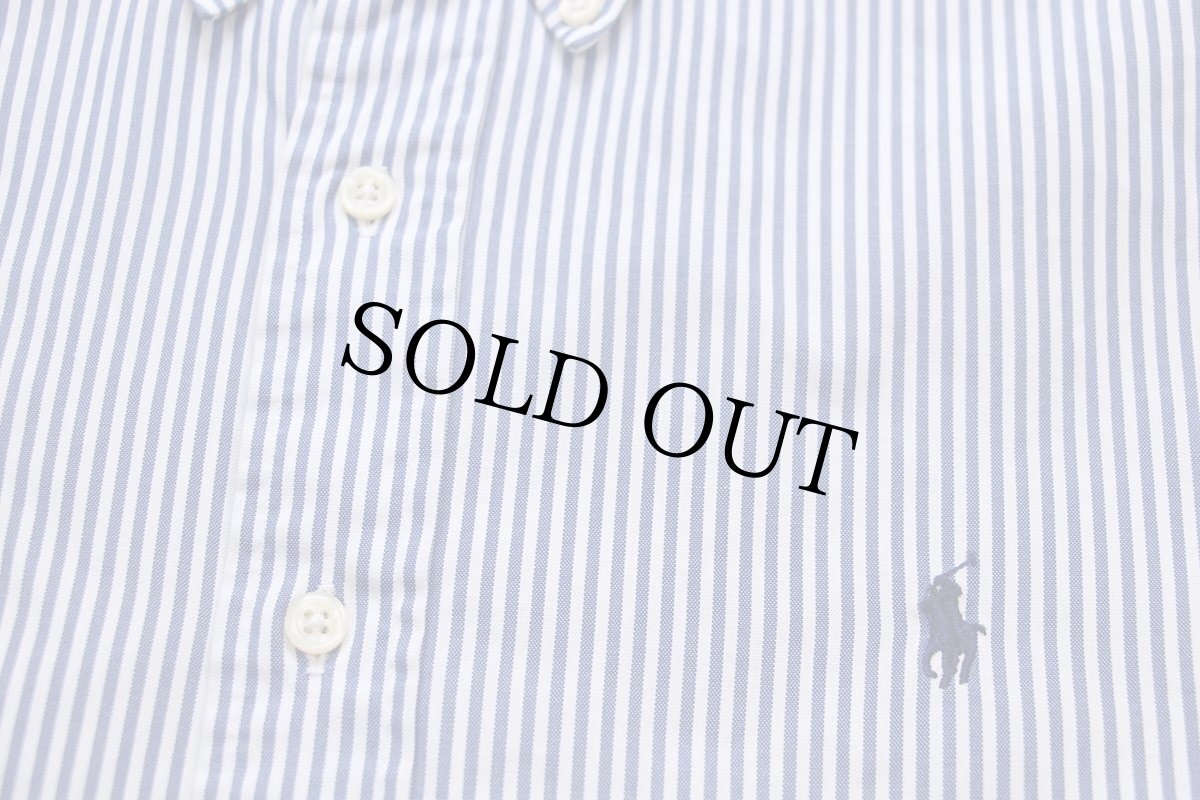 画像5: 00s ラルフローレン YARMOUTH ストライプ ボタンダウン 半袖 ピンポイント オックスフォード コットンシャツ 紺×白 44-88 (5)