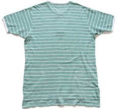 画像3: 90s ポロ ラルフローレン ボーダー ヘンリーネック コットン 鹿の子 Tシャツ 薄緑×白 L (3)