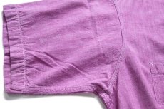 画像6: 90s GANT SALTY DOG 三点留め ボタンダウン 半袖 コットン シャンブレーシャツ 薄赤紫 XL★インド綿 (6)