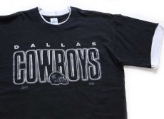 画像3: 90s USA製 SALEM NFL DALLAS COWBOYS レイヤードネック&スリーブ 編み込み カスタム コットンTシャツ 黒 XL (3)