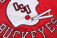 画像4: 80s OSU OHIO STATE BUCKEYES アメフト Vネック コットン フットボールTシャツ 赤 (4)