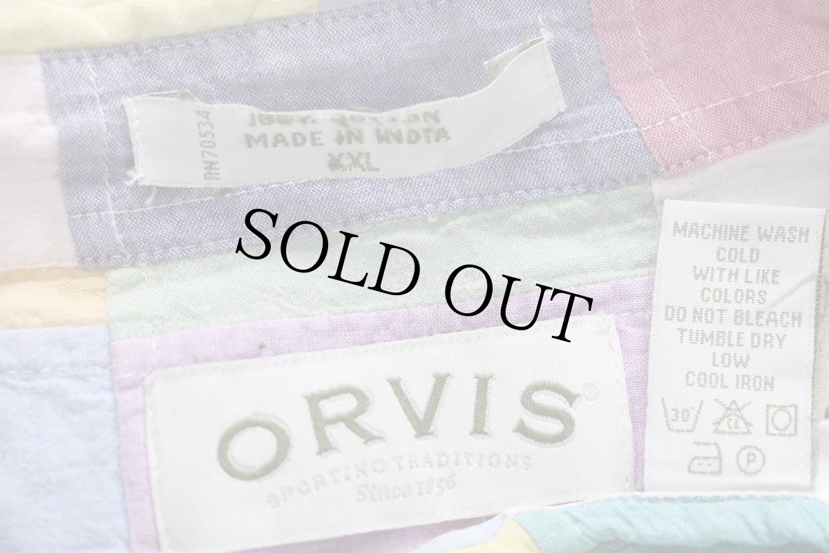 画像5: 00s ORVISオービス パッチワーク ボタンダウン 半袖 コットンシャツ XXL★インド綿 特大 (5)