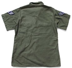 画像2: 70s 米軍 U.S.AIR FORCE パッチ付き 半袖 コットンサテン ユーティリティシャツ カスタム オリーブ 15.5 (2)