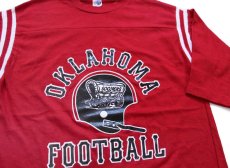 画像3: 70s USA製 ARTEX OKLAHOMA FOOTBALL SOONERS アメフト コットン フットボールTシャツ 濃赤 (3)