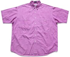 画像1: 90s GANT SALTY DOG 三点留め ボタンダウン 半袖 コットン シャンブレーシャツ 薄赤紫 XL★インド綿 (1)
