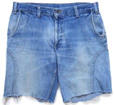 画像1: 70s Levi'sリーバイス 葉っぱタブ 567 カットオフ デニム ショートパンツ ヒゲ w34★ショーツ (1)