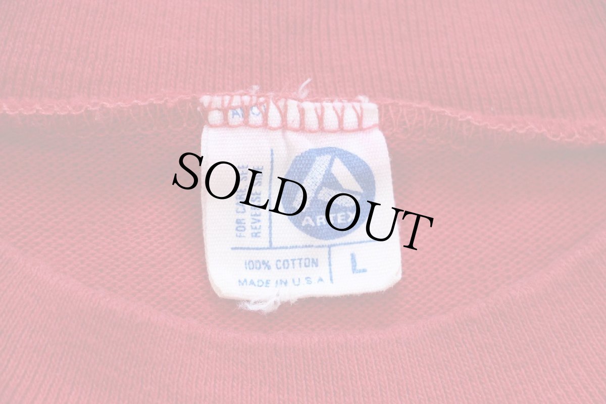 画像4: 70s USA製 ARTEX OKLAHOMA FOOTBALL SOONERS アメフト コットン フットボールTシャツ 濃赤 (4)