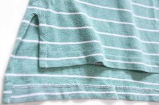 画像5: 90s ポロ ラルフローレン ボーダー ヘンリーネック コットン 鹿の子 Tシャツ 薄緑×白 L (5)