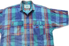 画像3: 80s INDIANA REPUBLIC マドラスチェック 半袖 コットンシャツ XL★インド綿 (3)