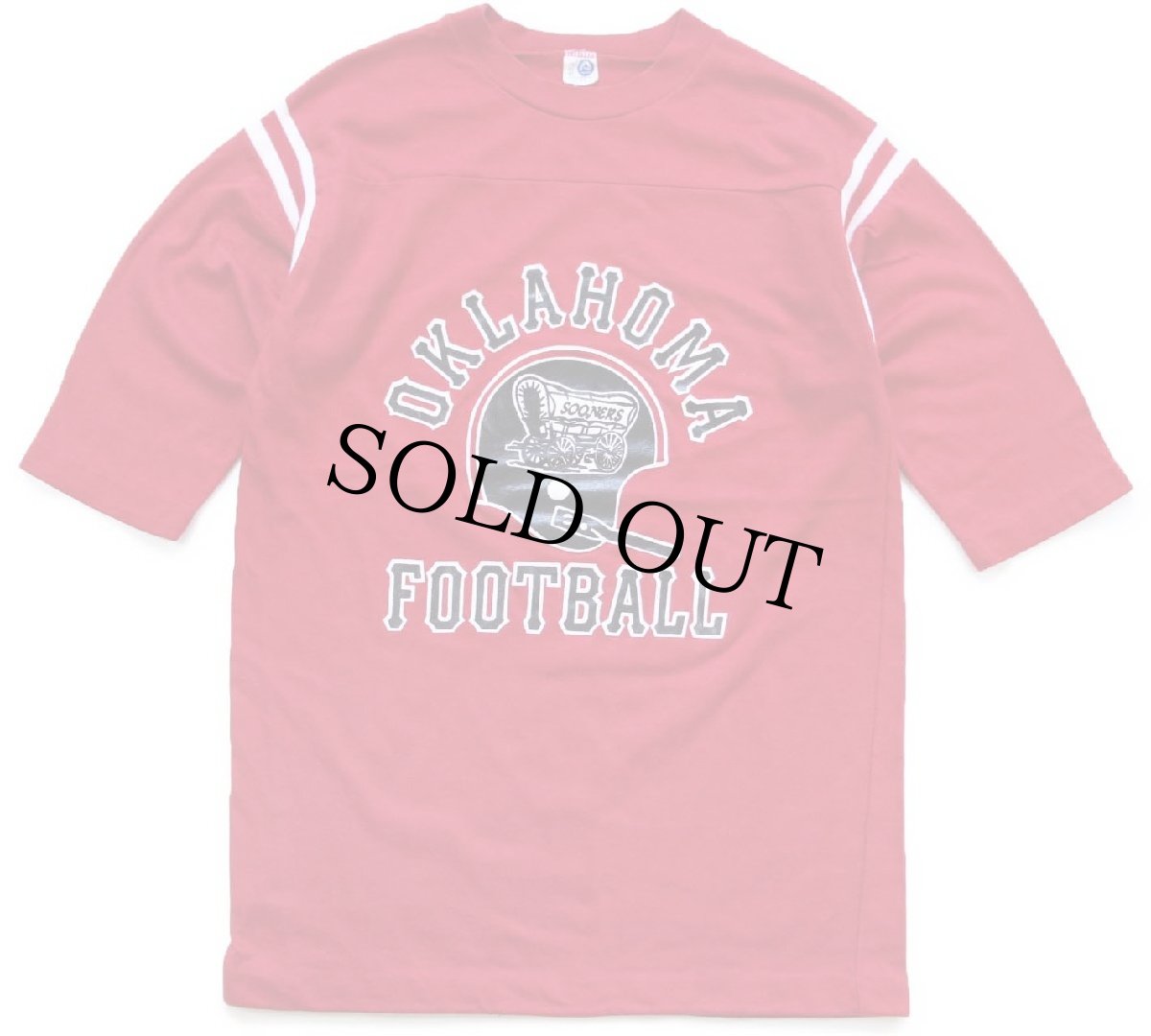 画像1: 70s USA製 ARTEX OKLAHOMA FOOTBALL SOONERS アメフト コットン フットボールTシャツ 濃赤 (1)