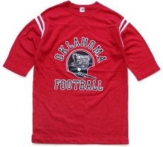 画像1: 70s USA製 ARTEX OKLAHOMA FOOTBALL SOONERS アメフト コットン フットボールTシャツ 濃赤 (1)
