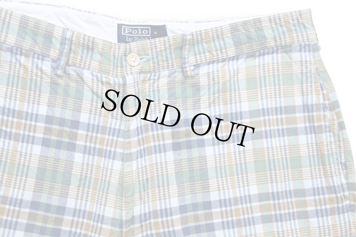 画像3: 90s ポロ ラルフローレン マドラスチェック コットン ショートパンツ w34★ショーツ インド綿 (3)