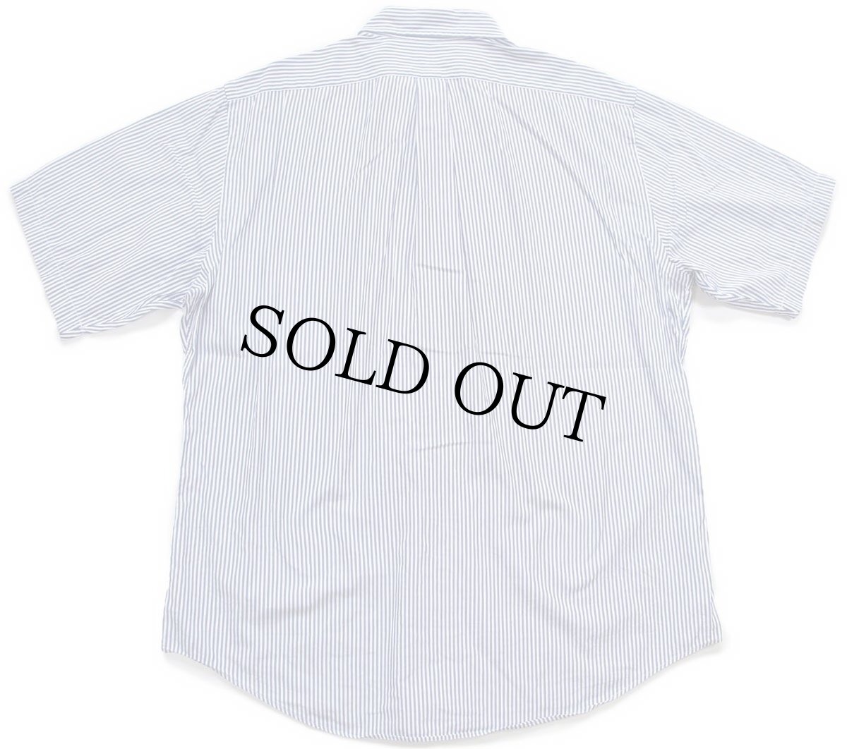 画像2: 00s ラルフローレン YARMOUTH ストライプ ボタンダウン 半袖 ピンポイント オックスフォード コットンシャツ 紺×白 44-88 (2)